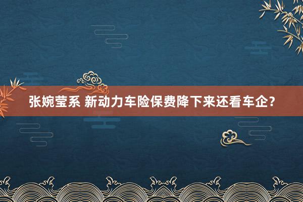 张婉莹系 新动力车险保费降下来还看车企?