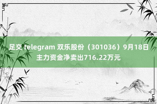 足交 telegram 双乐股份(301036)9月18日主力资金净卖出716.22万元