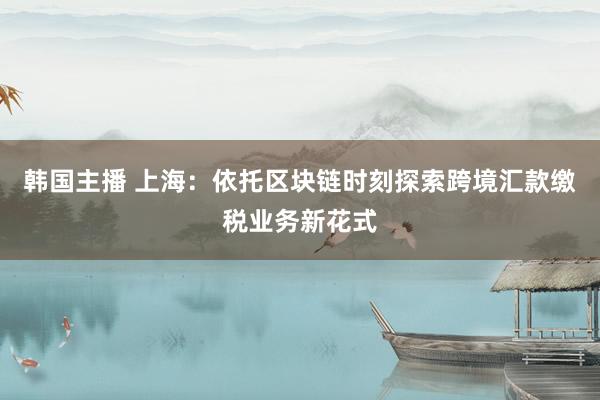 韩国主播 上海:依托区块链时刻探索跨境汇款缴税业务新花式