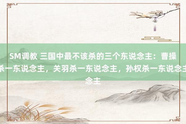 SM调教 三国中最不该杀的三个东说念主:曹操杀一东说念主,关羽杀一东说念主,孙权杀一东说念主