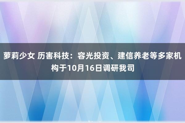 萝莉少女 历害科技:容光投资、建信养老等多家机构于10月16日调研我司