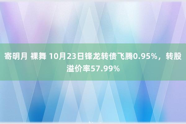 寄明月 裸舞 10月23日锋龙转债飞腾0.95%,转股溢价率57.99%