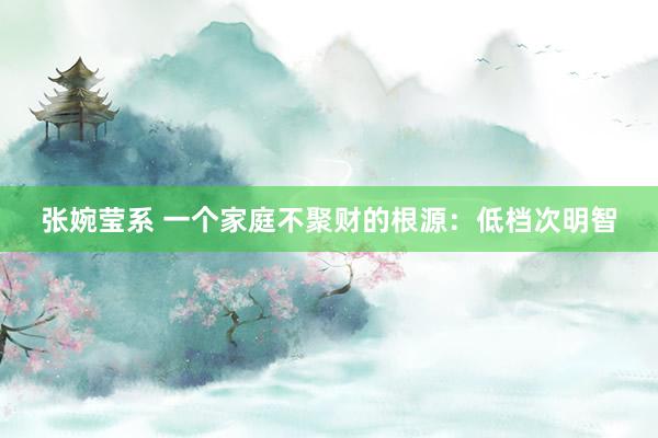 张婉莹系 一个家庭不聚财的根源:低档次明智
