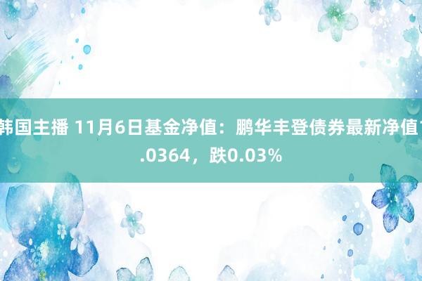 韩国主播 11月6日基金净值:鹏华丰登债券最新净值1.0364,跌0.03%