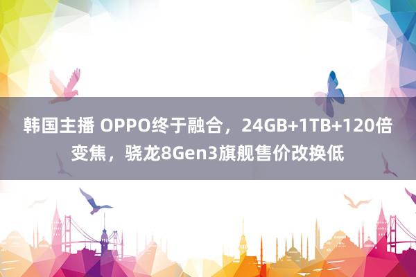 韩国主播 OPPO终于融合,24GB+1TB+120倍变焦,骁龙8Gen3旗舰售价改换低