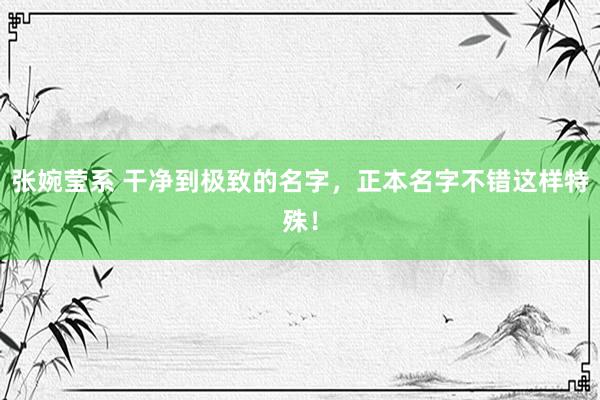 张婉莹系 干净到极致的名字,正本名字不错这样特殊!