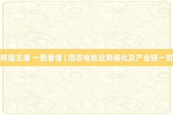 韩国主播 一图看懂 | 固态电板近期催化及产业链一览