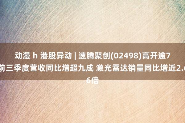 动漫 h 港股异动 | 速腾聚创(02498)高开逾7% 前三季度营收同比增超九成 激光雷达销量同比增近2.6倍