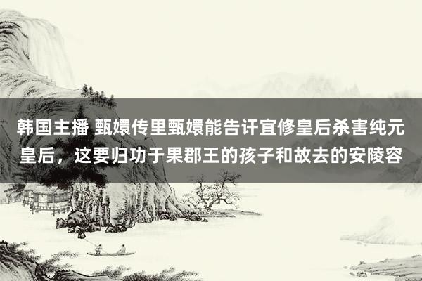 韩国主播 甄嬛传里甄嬛能告讦宜修皇后杀害纯元皇后,这要归功于果郡王的孩子和故去的安陵容