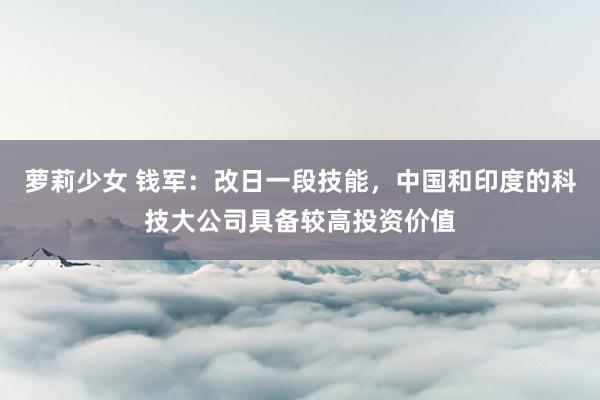 萝莉少女 钱军:改日一段技能,中国和印度的科技大公司具备较高投资价值