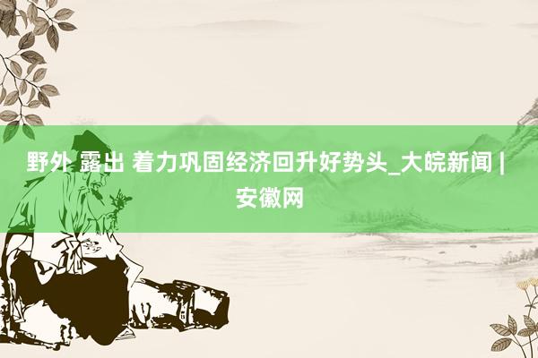 野外 露出 着力巩固经济回升好势头_大皖新闻 | 安徽网