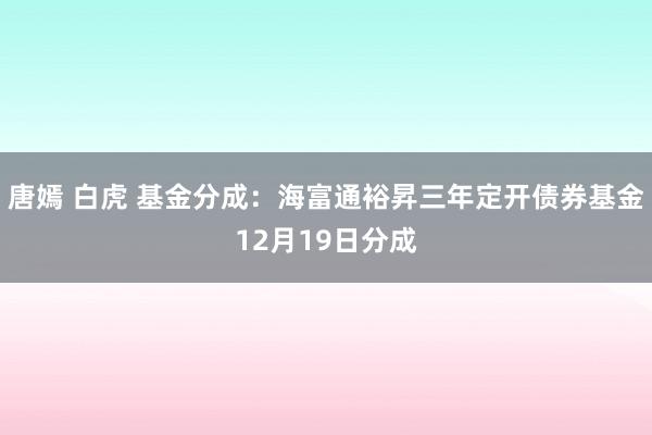 唐嫣 白虎 基金分成:海富通裕昇三年定开债券基金12月19日分成