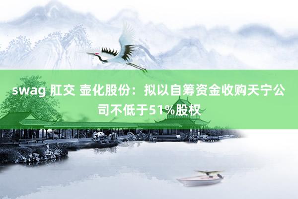 swag 肛交 壶化股份:拟以自筹资金收购天宁公司不低于51%股权