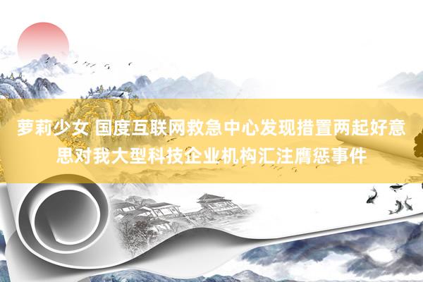 萝莉少女 国度互联网救急中心发现措置两起好意思对我大型科技企业机构汇注膺惩事件
