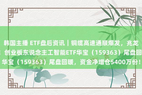 韩国主播 ETF盘后资讯|铜缆高速通顺爆发,兆龙互连涨超13%立异高!创业板东说念主工智能ETF华宝(159363)尾盘回暖,资金净增仓5400万份!