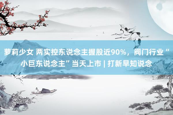 萝莉少女 两实控东说念主握股近90%,阀门行业“小巨东说念主”当天上市 | 打新早知说念