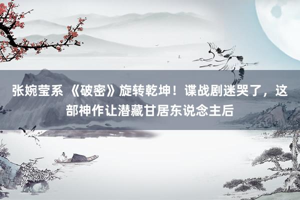 张婉莹系 《破密》旋转乾坤!谍战剧迷哭了,这部神作让潜藏甘居东说念主后