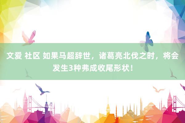 文爱 社区 如果马超辞世,诸葛亮北伐之时,将会发生3种弗成收尾形状!