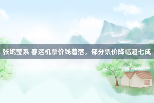 张婉莹系 春运机票价钱着落,部分票价降幅超七成