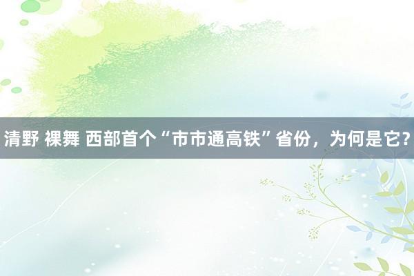 清野 裸舞 西部首个“市市通高铁”省份,为何是它?