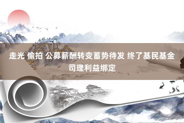 走光 偷拍 公募薪酬转变蓄势待发 终了基民基金司理利益绑定