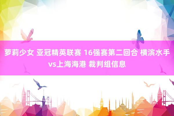 萝莉少女 亚冠精英联赛 16强赛第二回合 横滨水手vs上海海港 裁判组信息