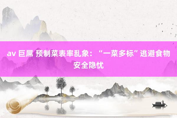 av 巨屌 预制菜表率乱象：“一菜多标”逃避食物安全隐忧