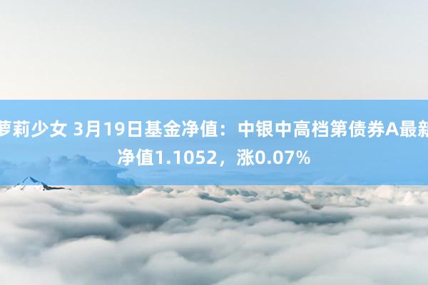萝莉少女 3月19日基金净值:中银中高档第债券A最新净值1.1052,涨0.07%