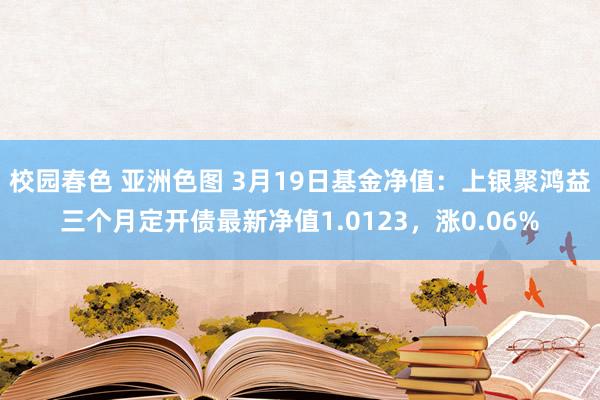 校园春色 亚洲色图 3月19日基金净值:上银聚鸿益三个月定开债最新净值1.0123,涨0.06%