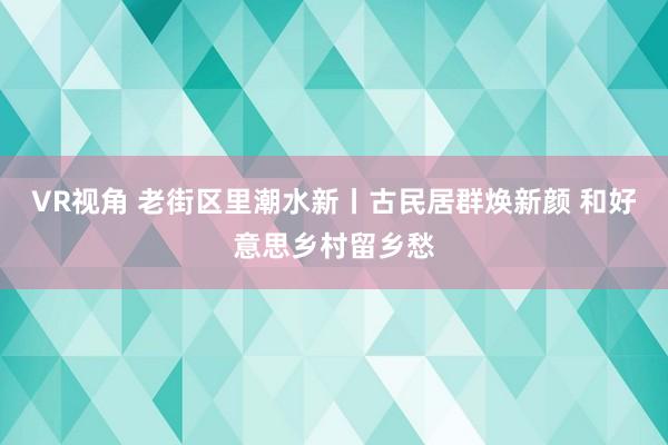 VR视角 老街区里潮水新丨古民居群焕新颜 和好意思乡村留乡愁
