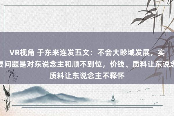 VR视角 于东来连发五文:不会大畛域发展,实体贸易主要问题是对东说念主和顺不到位,价钱、质料让东说念主不释怀