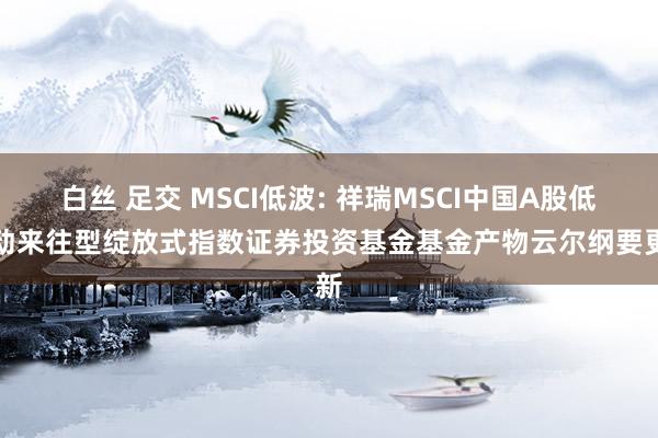 白丝 足交 MSCI低波: 祥瑞MSCI中国A股低波动来往型绽放式指数证券投资基金基金产物云尔纲要更新