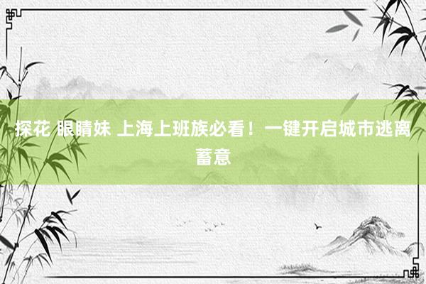探花 眼睛妹 上海上班族必看!一键开启城市逃离蓄意