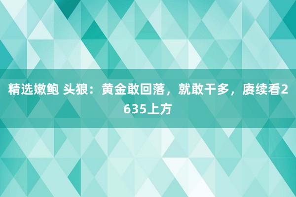 精选嫩鲍 头狼:黄金敢回落,就敢干多,赓续看2635上方
