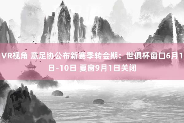 VR视角 意足协公布新赛季转会期:世俱杯窗口6月1日-10日 夏窗9月1日关闭