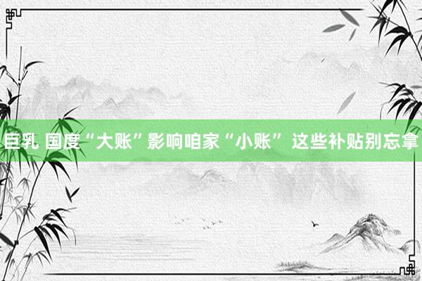 巨乳 国度“大账”影响咱家“小账” 这些补贴别忘拿