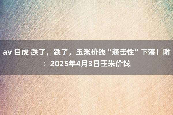 av 白虎 跌了,跌了,玉米价钱“袭击性”下落!附:2025年4月3日玉米价钱