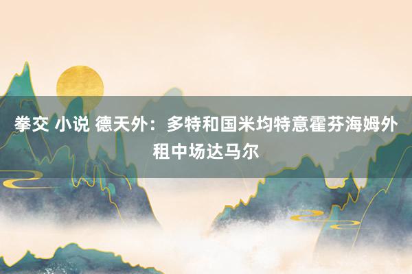 拳交 小说 德天外:多特和国米均特意霍芬海姆外租中场达马尔