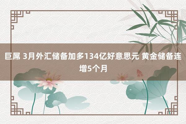 巨屌 3月外汇储备加多134亿好意思元 黄金储备连增5个月