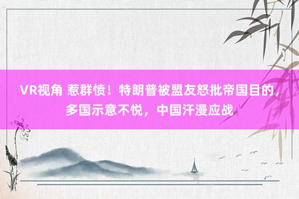 VR视角 惹群愤！特朗普被盟友怒批帝国目的，多国示意不悦，中国汗漫应战