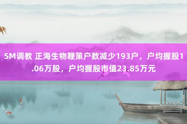 SM调教 正海生物鞭策户数减少193户,户均握股1.06万股,户均握股市值23.85万元