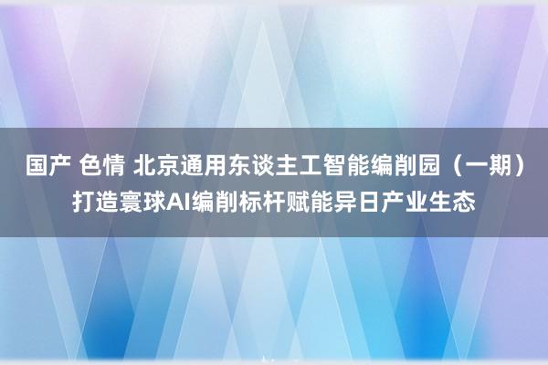 国产 色情 北京通用东谈主工智能编削园(一期)打造寰球AI编削标杆赋能异日产业生态