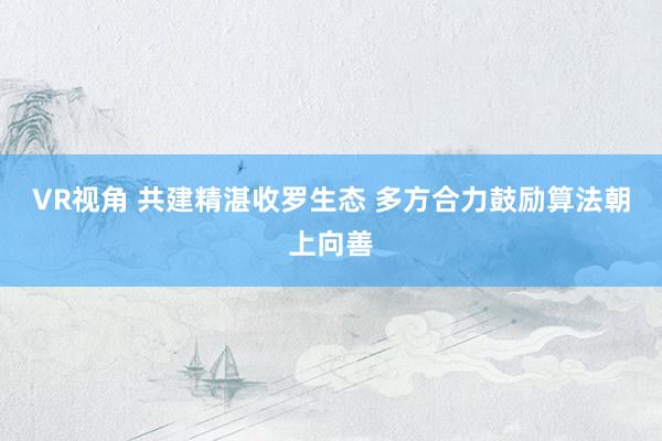 VR视角 共建精湛收罗生态 多方合力鼓励算法朝上向善