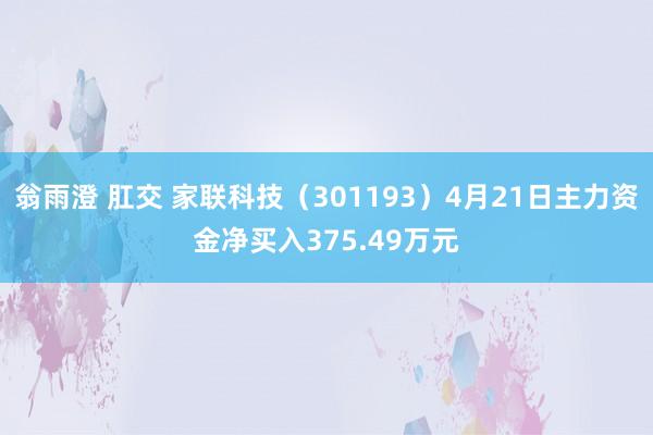 翁雨澄 肛交 家联科技（301193）4月21日主力资金净买入375.49万元
