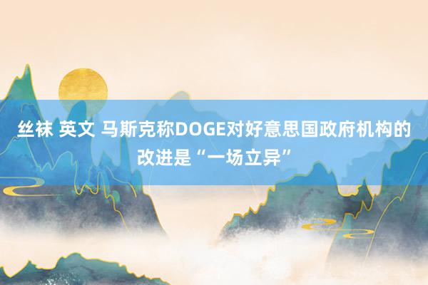 丝袜 英文 马斯克称DOGE对好意思国政府机构的改进是“一场立异”