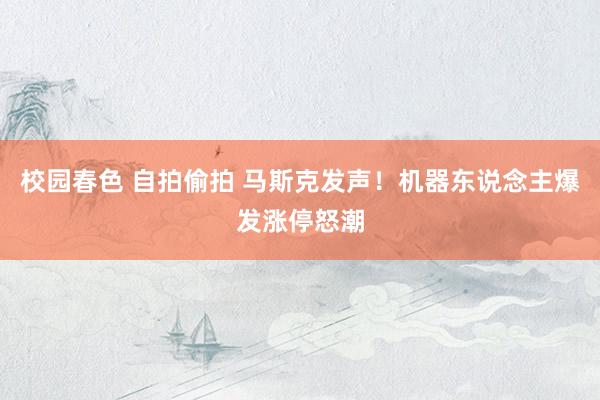 校园春色 自拍偷拍 马斯克发声!机器东说念主爆发涨停怒潮