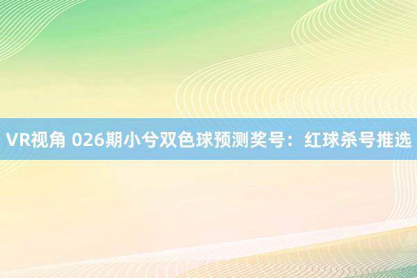 VR视角 026期小兮双色球预测奖号：红球杀号推选